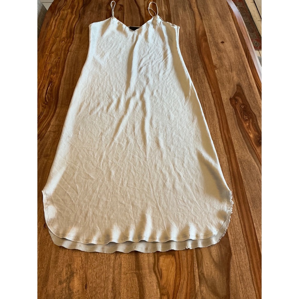 Nili Lotan 100% Silk Bias Cut Slip Dress Silver Medium Made in USA Minimalist - Picture 9 of 16